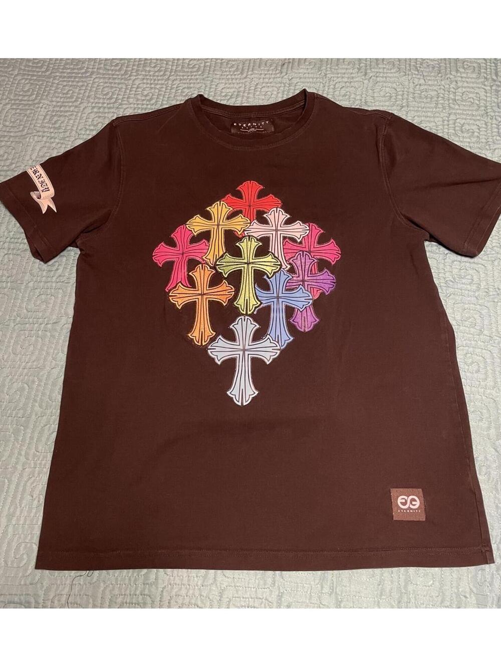 Eternity Black T-Shirt with Colorful Cross Design